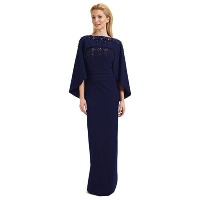 Ariella London Blue 'Olympia' beaded evening dress with cape